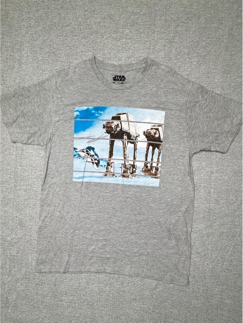 Star Wars AT-AT Walker Hoth Battle Gray Graphic T-Shirt Size L Fifth Sun